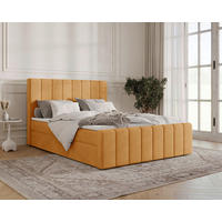 BOXBETT 160/200 cm,  in Currygelb, Bettkasten, Topper, H2 + H3 = mittel + fest  - Currygelb/Schwarz, MODERN, Holz/Kunststoff (160/200cm) - Livetastic