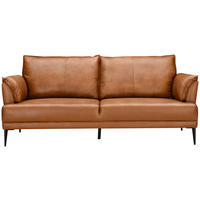 2-SITZER-SOFA Cognac Echtleder Lederlook  - Cognac/Schwarz, Design, Leder/Holz (195/87/90cm) - MID.YOU