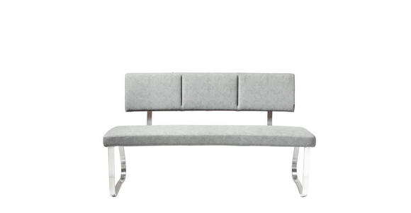 SITZBANK 155/88/48 cm in Grau, Edelstahlfarben - Edelstahlfarben/Grau, Design, Textil/Metall (155/88/48cm) - Xora