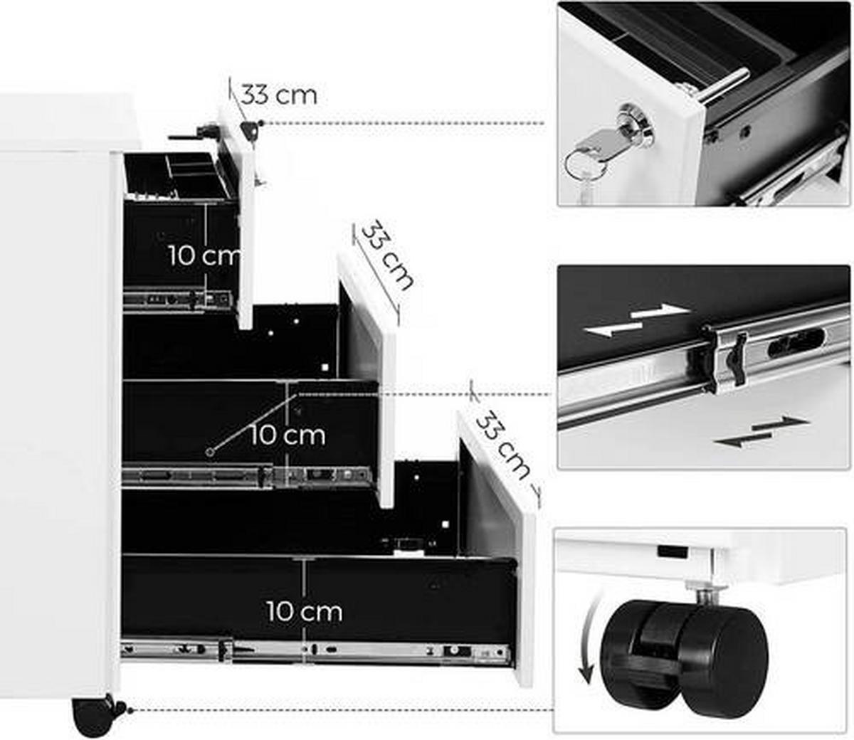 ROLLCONTAINER Weiß  - Weiß, Basics, Kunststoff/Metall (39/55/45cm) - Boxxx