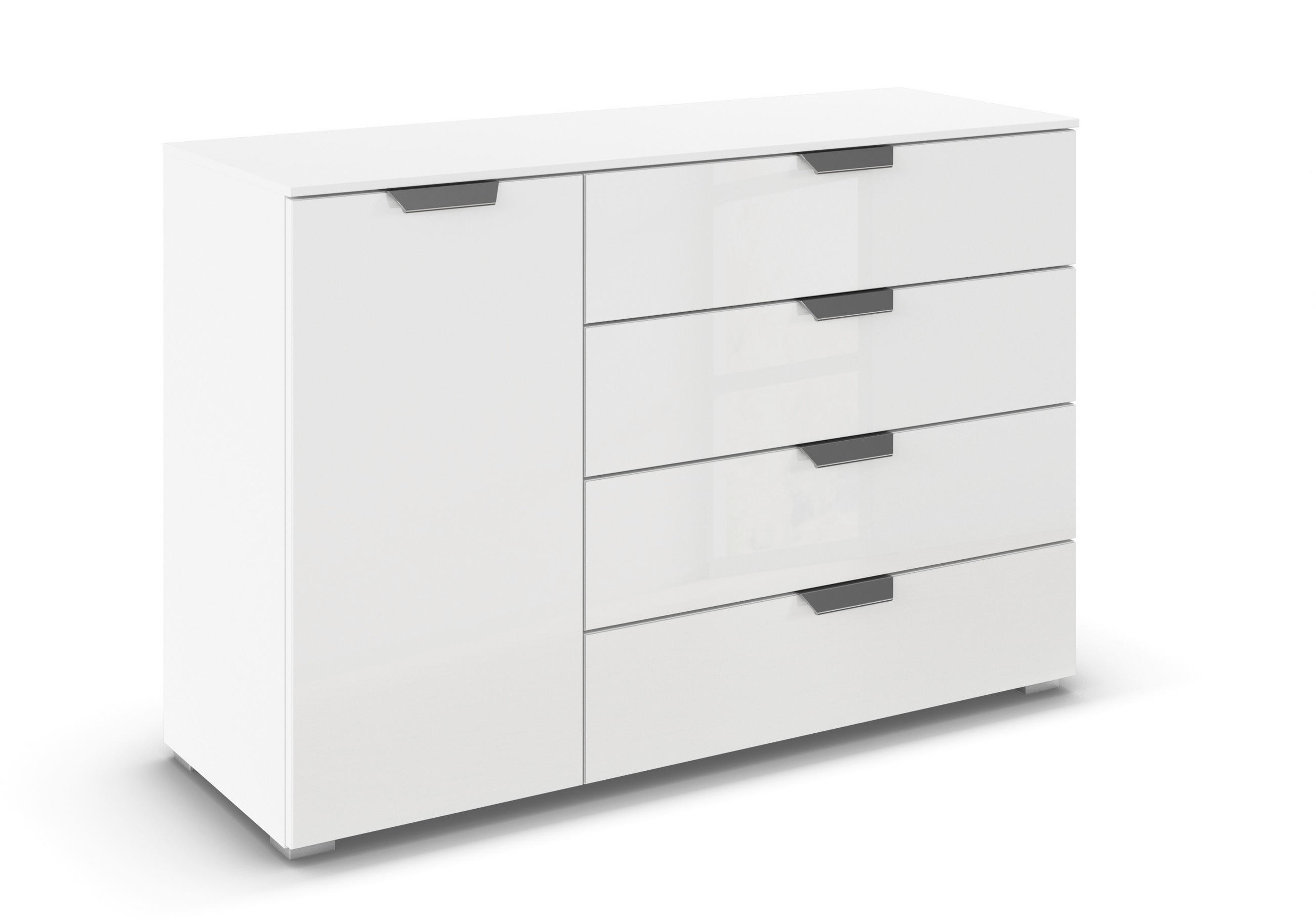 KOMMODE in 120/81/42 cm - Chromfarben/Weiß, Design, Glas/Holzwerkstoff (120/81/42cm) - Carryhome