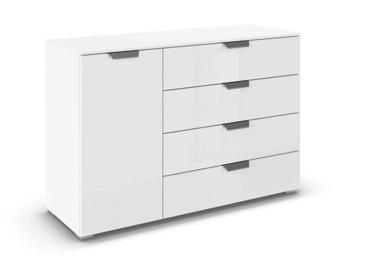 KOMMODE 120/81/42 cm  in Weiss  - Chromfarben/Weiss, Design, Glas/Holzwerkstoff (120/81/42cm) - Carryhome