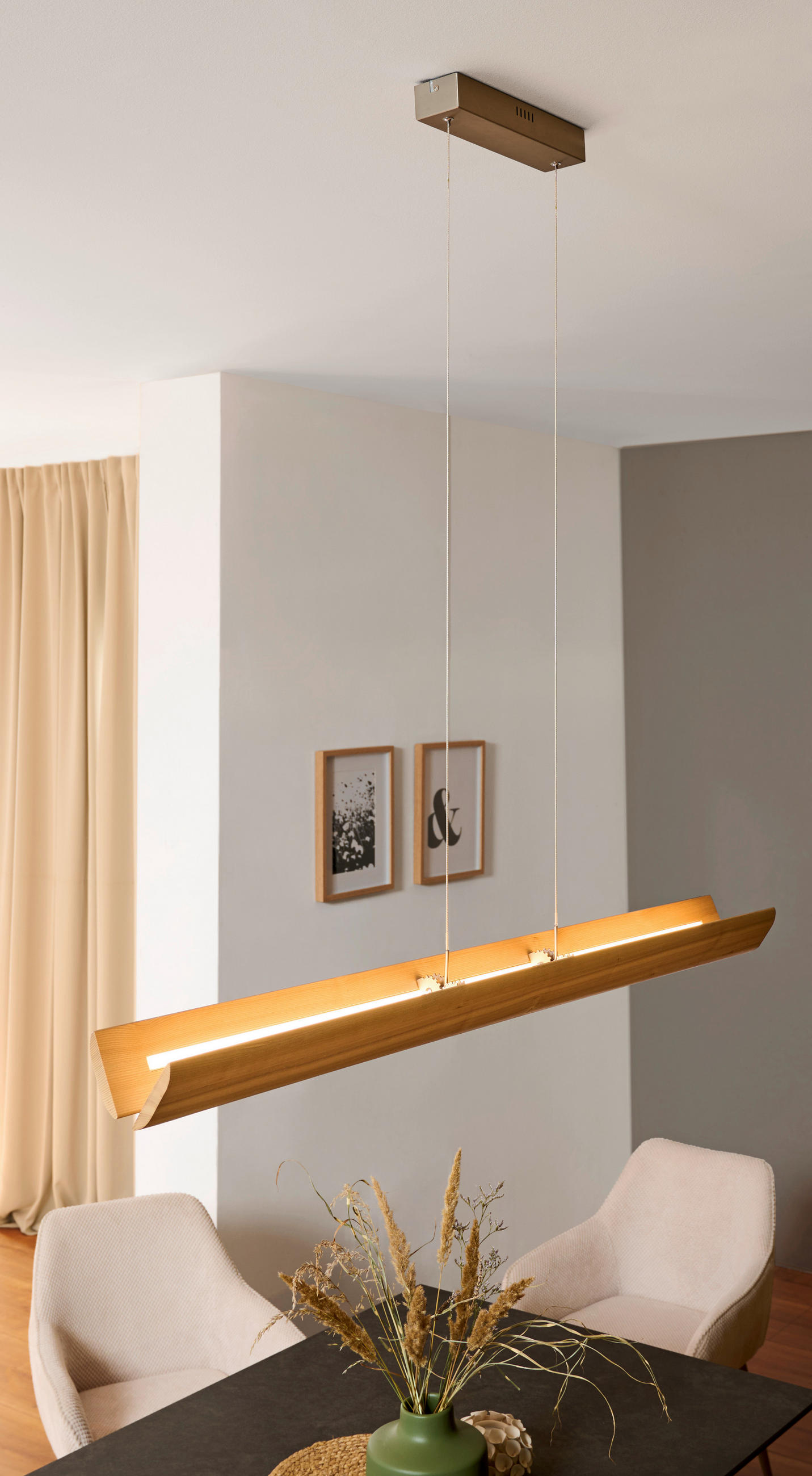 LED-HÄNGELEUCHTE 132/9,5/150 cm  - Eschefarben, Natur, Holz (132/9,5/150cm)