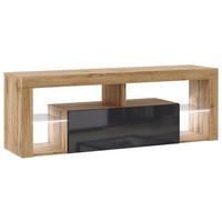 LOWBOARD EVEREST  in 140/50,5/35 cm  - Eiche Wotan/Schwarz, Design, Glas/Holzwerkstoff (140/50,5/35cm) - Livetastic