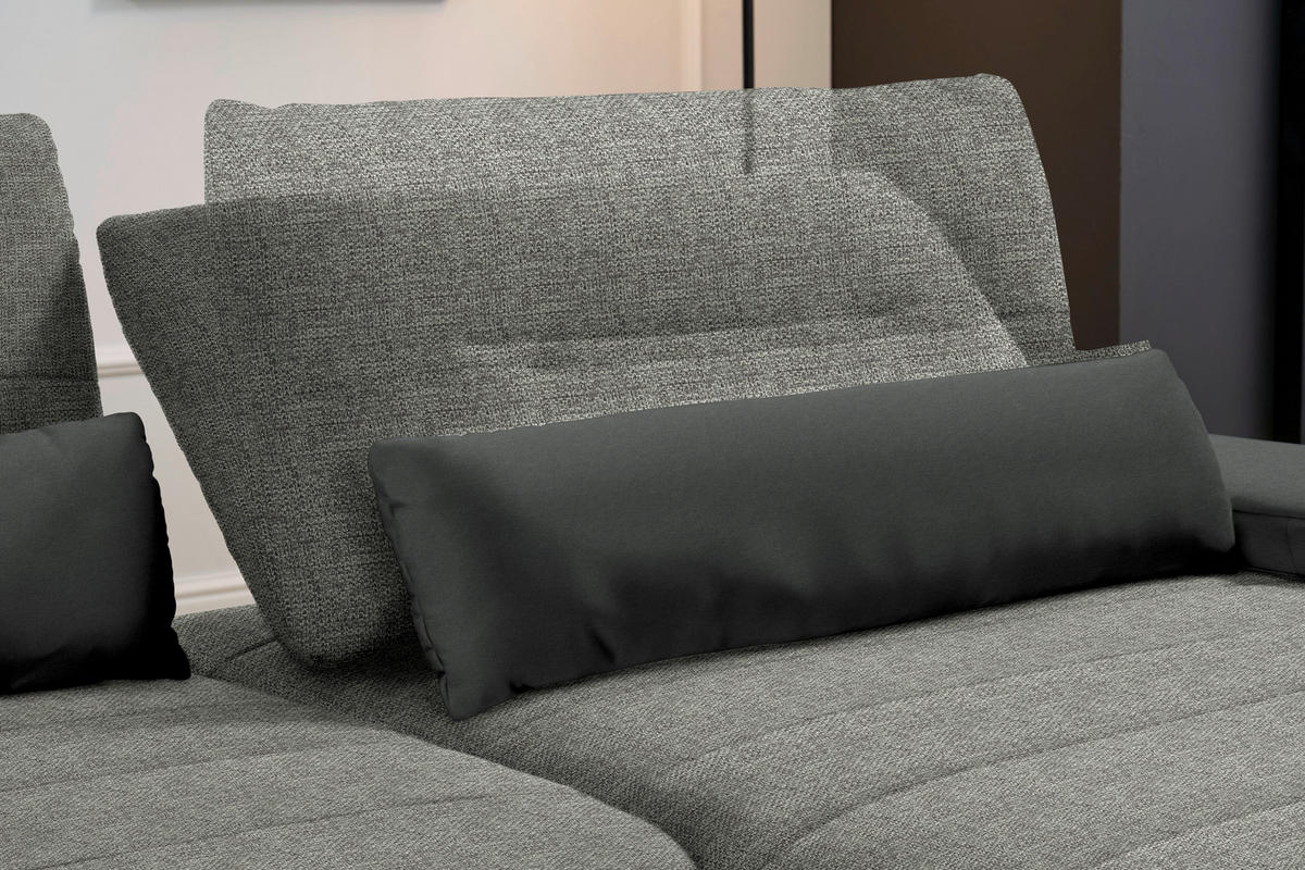 ECKSOFA in Webstoff Grau  - Schwarz/Grau, Konventionell, Textil/Metall (273/191cm) - Carryhome