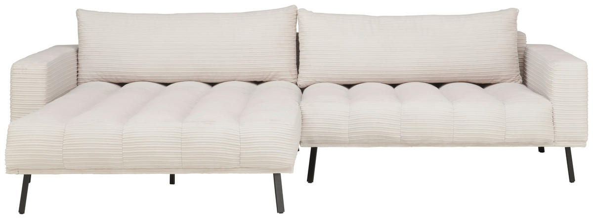ECKSOFA Beige Cord  - Beige/Schwarz, Design, Textil/Metall (204/291cm) - Lomoco