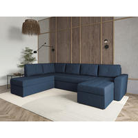 WOHNLANDSCHAFT TERMOLI Dunkelblau Jacquard  - Schwarz/Dunkelblau, Design, Kunststoff/Textil (212/297/155cm) - MID.YOU