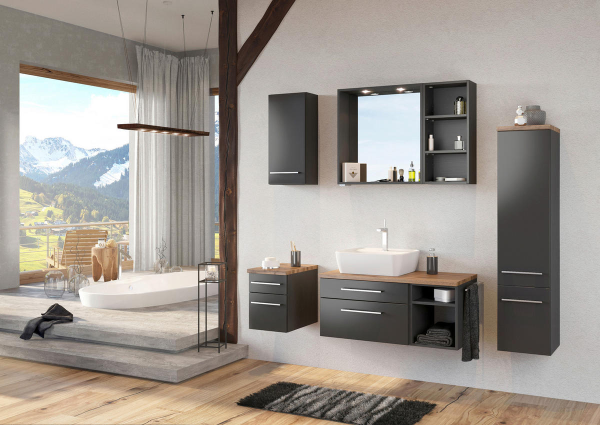 MIDISCHRANK 30/130/35 cm  - Alufarben/Grau, KONVENTIONELL, Holzwerkstoff/Metall (30/130/35cm) - Xora