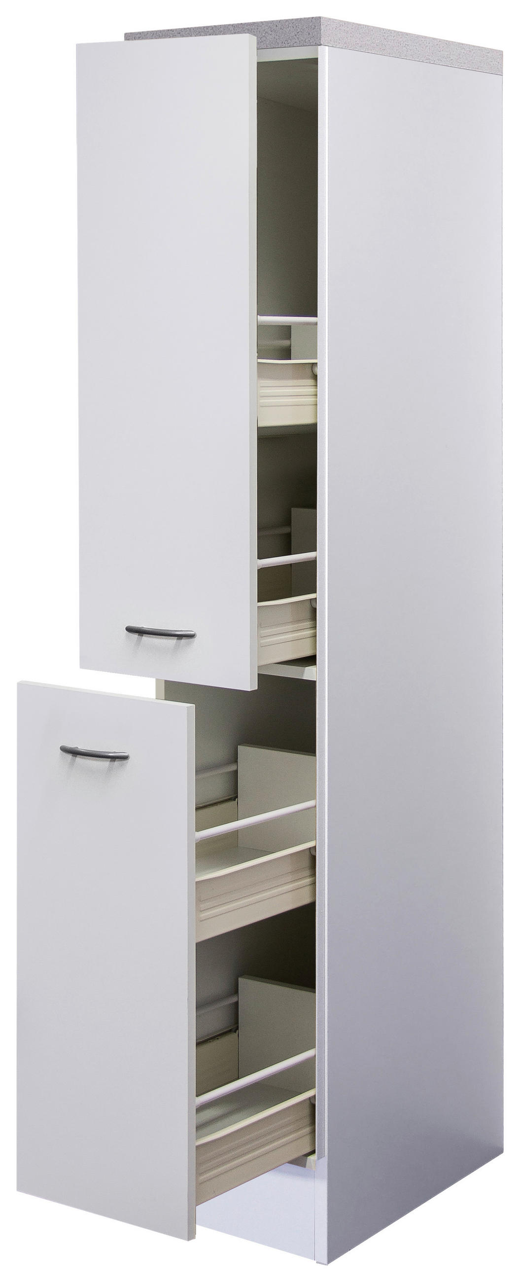 APOTHEKERSCHRANK 30/160,6/60 cm  in Weiß  - Edelstahlfarben/Weiß, KONVENTIONELL, Holzwerkstoff/Kunststoff (30/160,6/60cm) - FlexWell