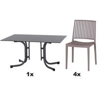 GARTENGARNITUR 5-teilig Stahl  - Taupe/Anthrazit, Basics, Kunststoff/Metall (90/80/140cm) - Siena Garden