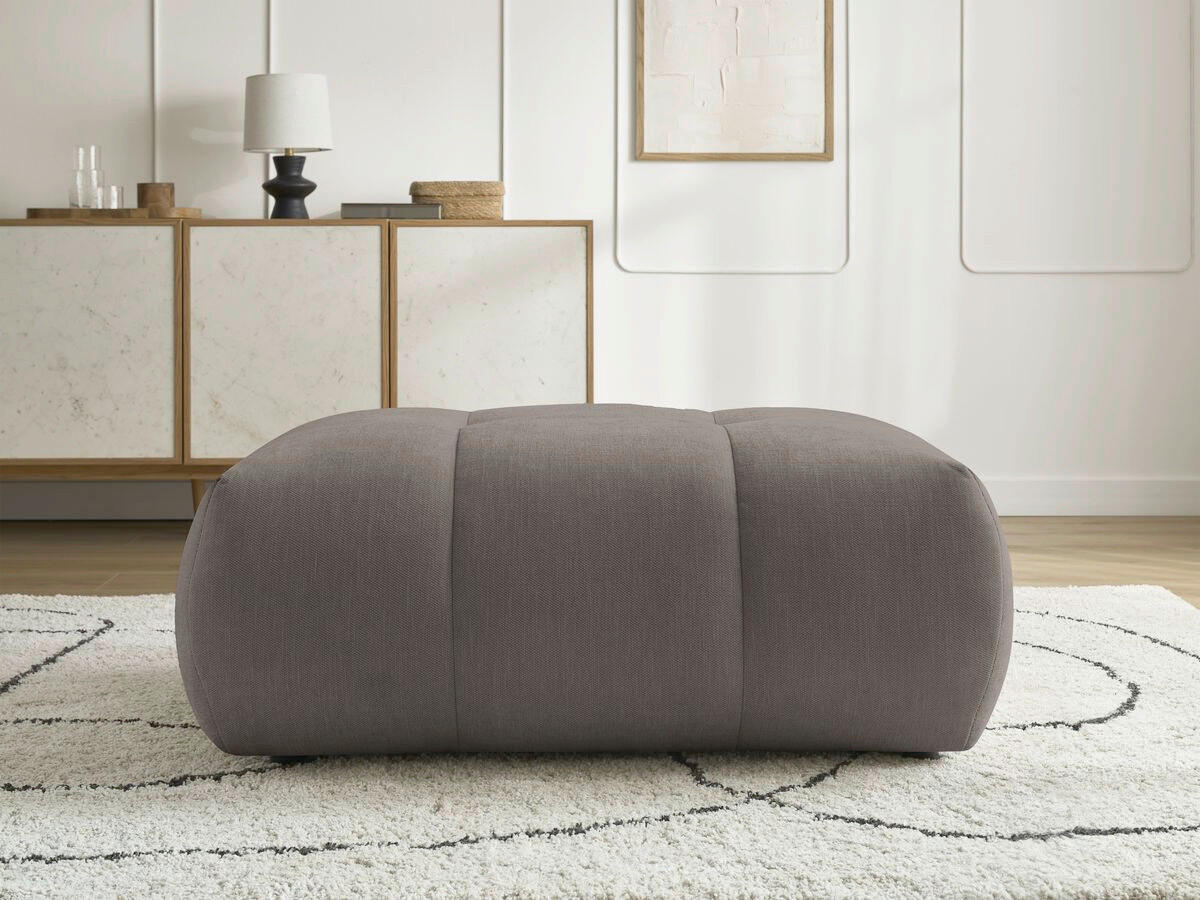HOCKER FUJI  Leinenoptik Taupe  - Taupe/Schwarz, MODERN, Kunststoff/Textil (112/44/80cm)