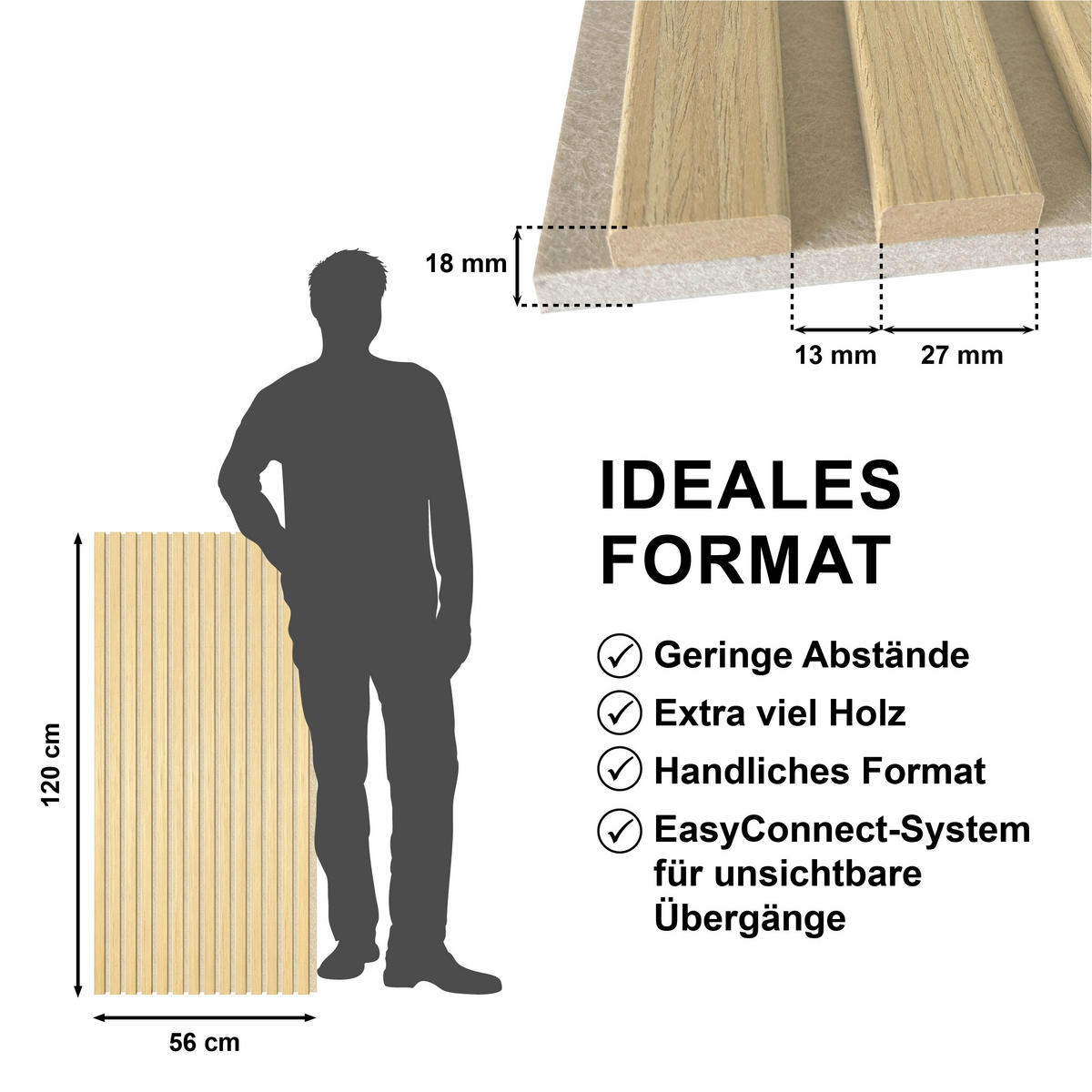 AKUSTIKPANEEL Economico  - Eichefarben, Basics, Holz/Kunststoff (120/56/1,8cm) - Novel