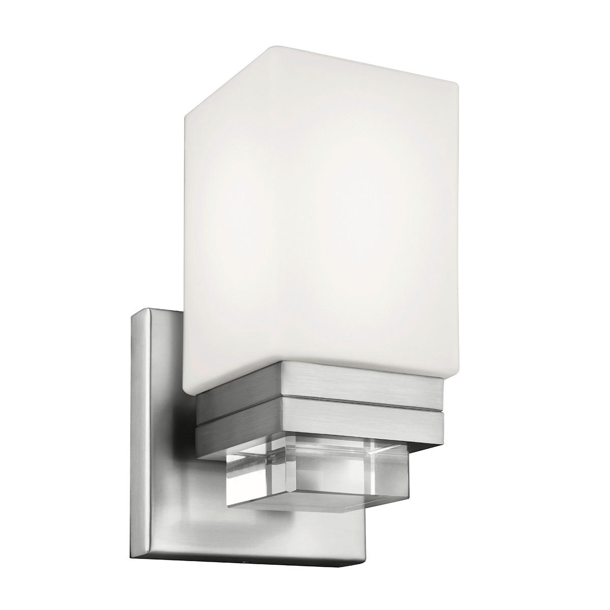 BADEZIMMER-WANDLEUCHTE - Nickelfarben, Design, Glas/Metall (13,3/13,5/23,7cm) - Elstead Lighting