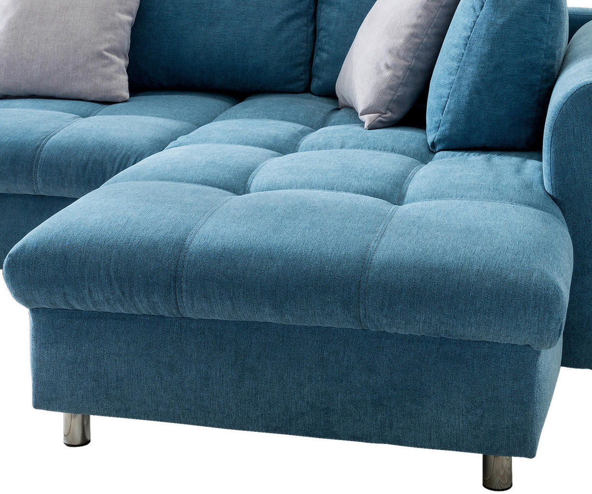 KUTNA GARNITURA tekstil  plava   - srebrne boje/boje kroma, Design, tekstil (250/190cm) - Livetastic