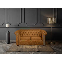 2-SITZER-SOFA YORK Lederlook Cognac  - Cognac/Braun, Design, Holz/Textil (148/72/86cm) - P & B
