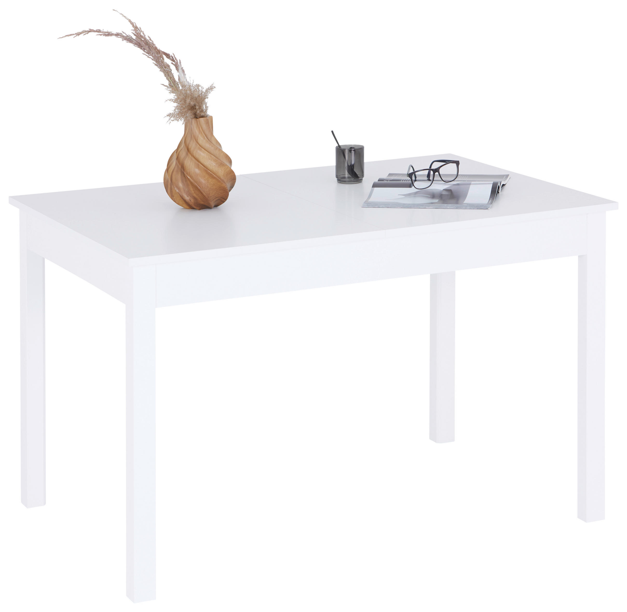 ESSTISCH Weiß rechteckig  ausziehbar  - Weiß, KONVENTIONELL, Holzwerkstoff (120-160/80/76cm) - home24