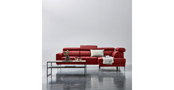 ECKSOFA in Echtleder Rot  - Chromfarben/Rot, Design, Leder/Metall (262/213cm) - Hom`in