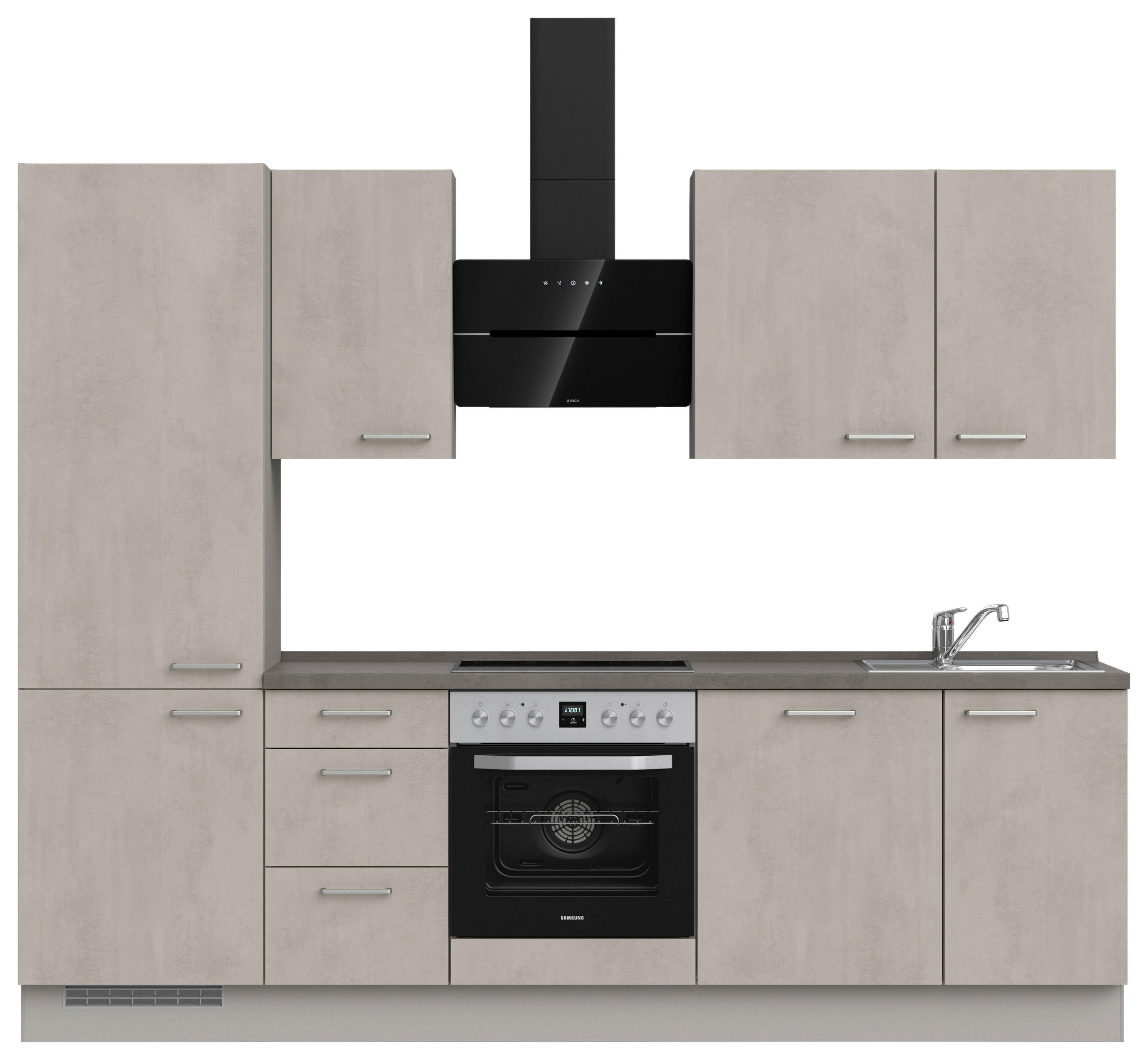 KÜCHENLEERBLOCK 270 cm   in Grau, Schieferfarben, Hellgrau  - Schieferfarben/Edelstahlfarben, MODERN, Holzwerkstoff/Metall (270cm) - Nobilia