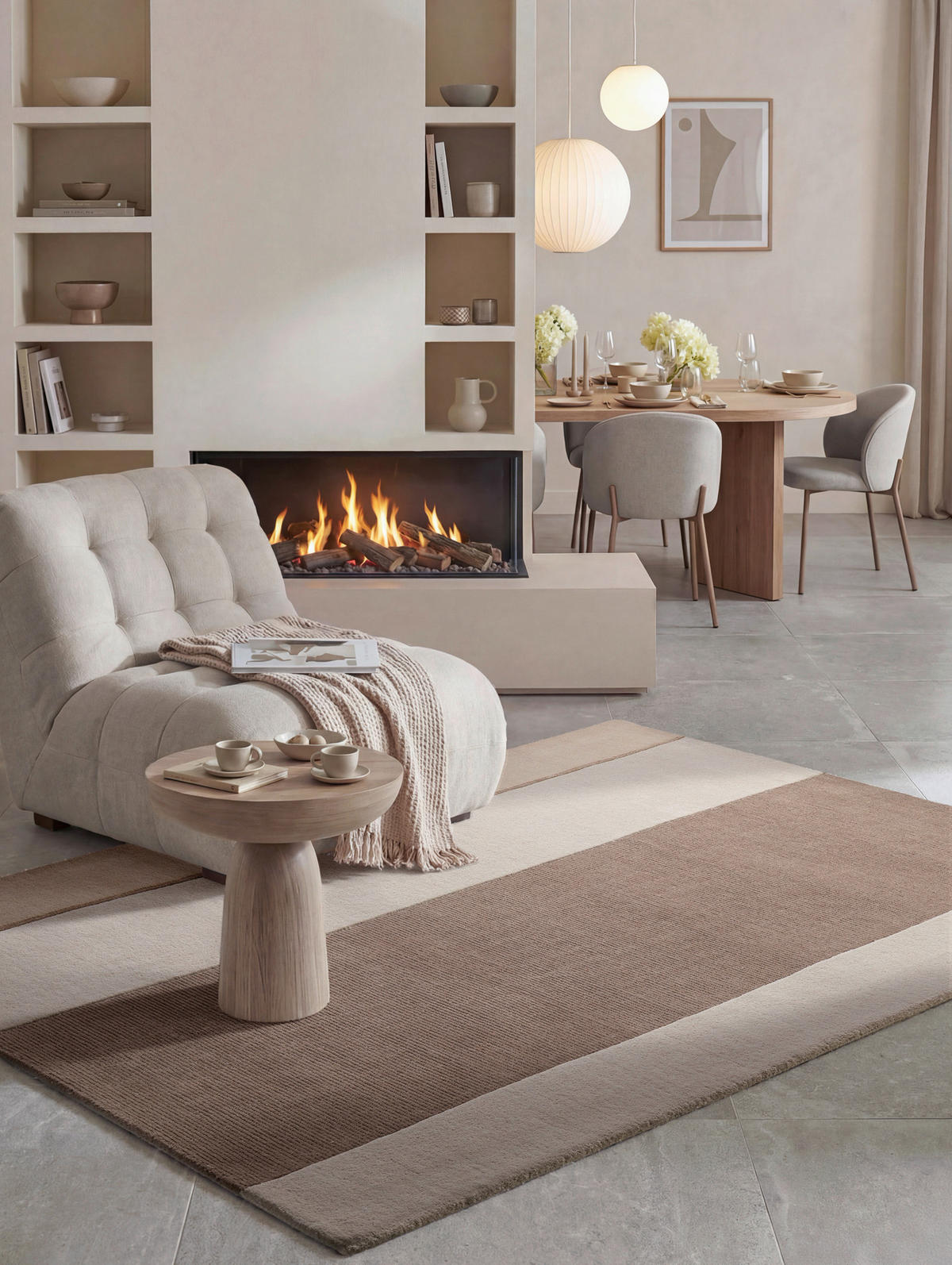 WOLLTEPPICH Wohnzimmer 160/230 cm Kollektion 1888 Karola Braun, Creme rechteckig  - Creme/Braun, Basics, Textil (160/230cm) - Villeroy & Boch