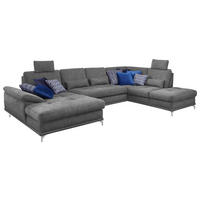 WOHNLANDSCHAFT Grau Flachgewebe  - Silberfarben/Grau, KONVENTIONELL, Textil/Metall (176/363/223cm) - Sit & More