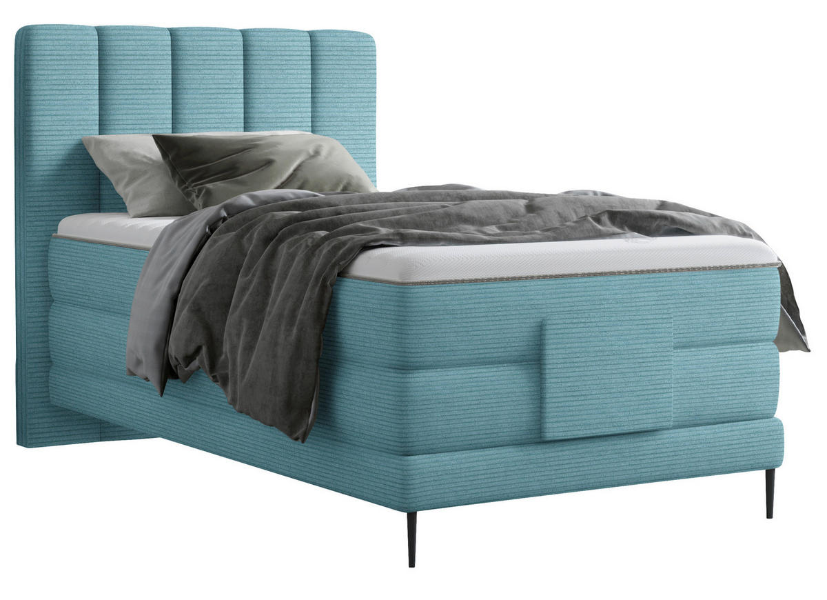 BOXSPRINGBETT 100/200 cm  in Blau  - Blau/Schwarz, Natur, Textil/Metall (100/200cm) - Esposa
