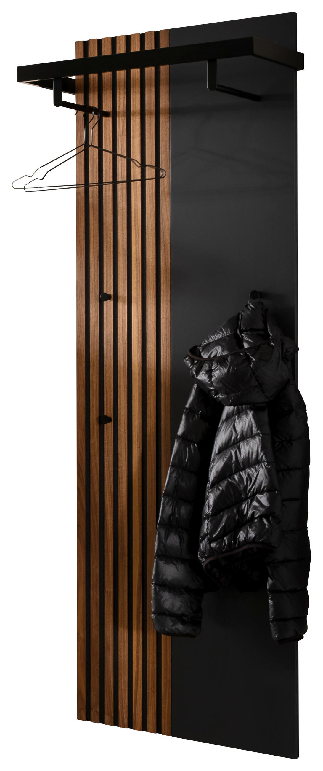 GARDEROBENPANEEL  in 63/180/30 cm  - Anthrazit/Nussbaumfarben, Design, Holz/Holzwerkstoff (63/180/30cm) - Moderano