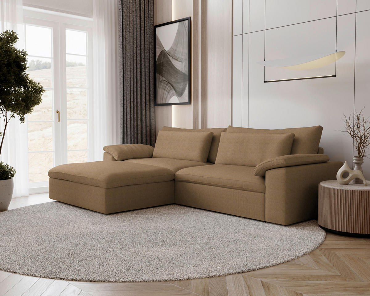 ECKSOFA  Chenille Rostfarben  - Rostfarben/Schwarz, Modern, Kunststoff/Textil (198/306cm) - Carryhome