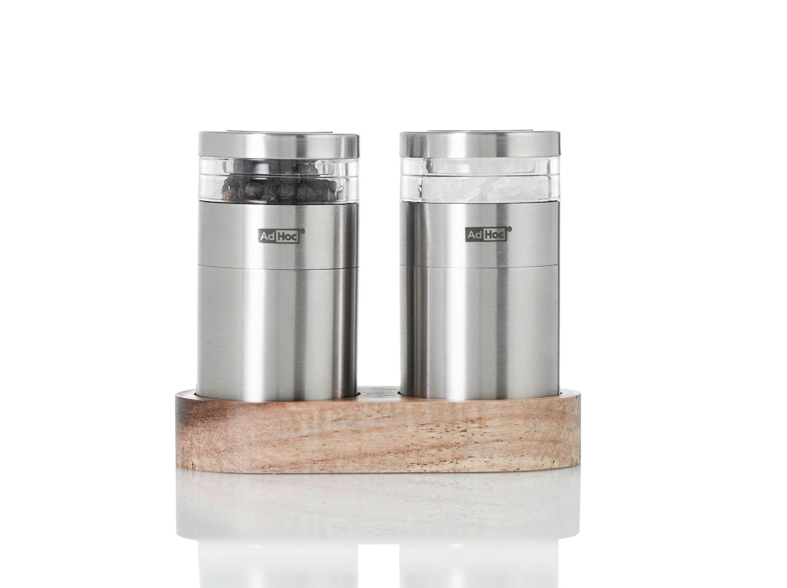 SALZ- UND PFEFFERMÜHLE MOLTO  - Edelstahlfarben/Akaziefarben, Basics, Holz/Keramik (11,5/5,5/9,5cm) - AdHoc