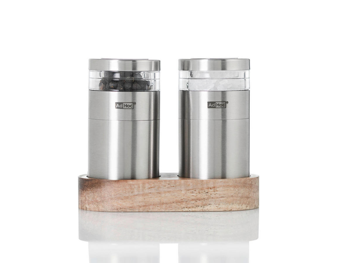 SALZ- UND PFEFFERMÜHLE MOLTO  - Edelstahlfarben/Akaziefarben, Basics, Holz/Keramik (11,5/5,5/9,5cm) - AdHoc