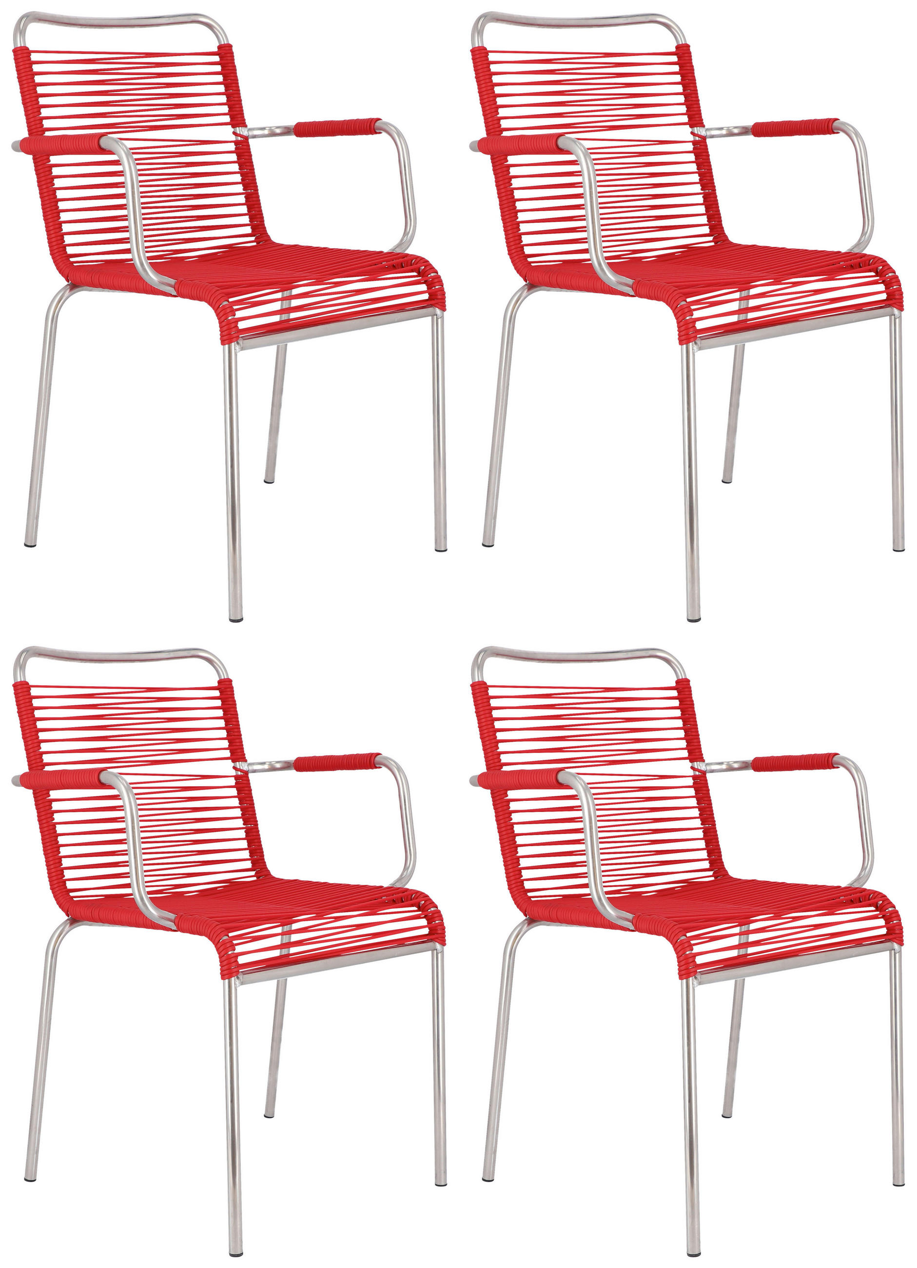 GARTENSESSEL-SET Aluminium Rot, Alufarben  - Rot/Alufarben, Design, Kunststoff/Metall (57/85/57cm) - FIAM