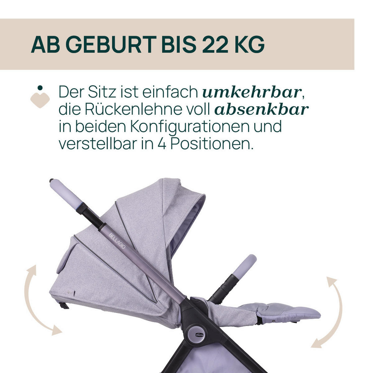 KINDERWAGEN Bellagio  - Lila, Basics, Textil/Metall (55/82/97-106cm) - Chicco
