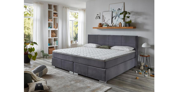 BOXSPRINGBETT 240/200 cm in Grau - Chromfarben/Grau, KONVENTIONELL, Holz/Holzwerkstoff (240/200cm) - Carryhome