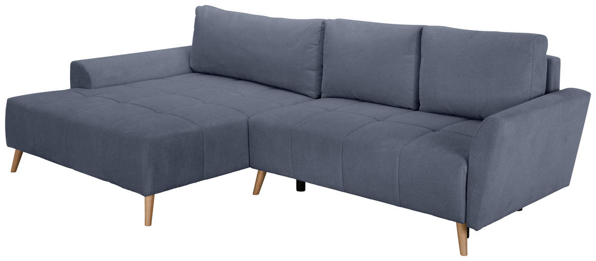 ECKSOFA in Webstoff Blaugrau  - Buchefarben/Blaugrau, KONVENTIONELL, Holz/Textil (169/294cm) - Carryhome