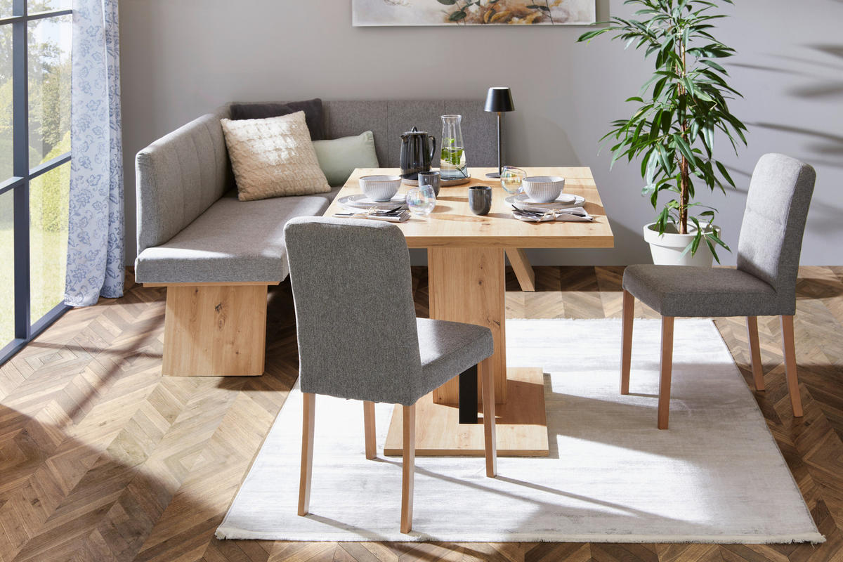 ECKBANK 185/150 cm Webstoff Grau   - Eichefarben/Grau, KONVENTIONELL, Textil (185/150cm) - Livetastic