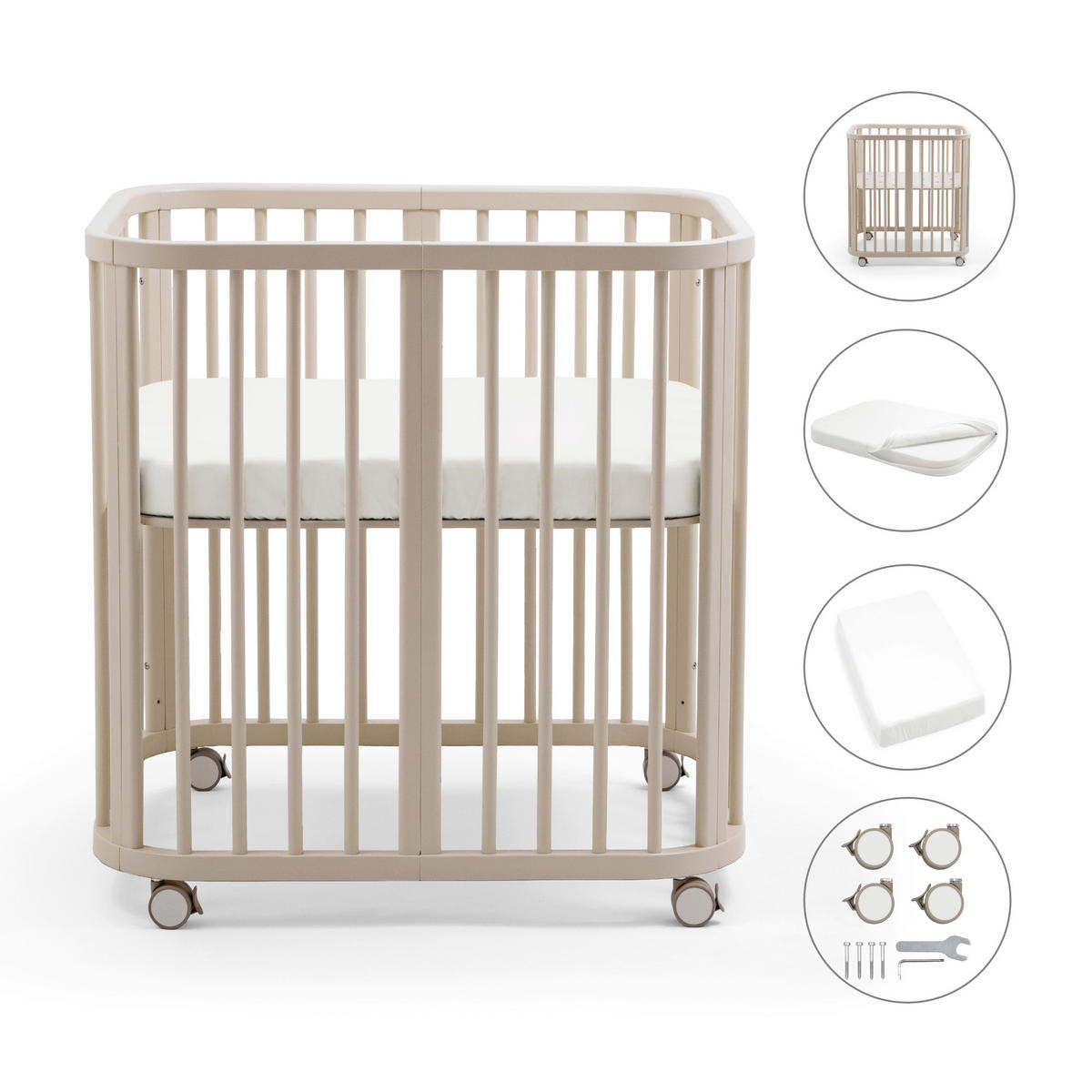 GITTERBETT    - Perlmutt, Basics, Holz (85/78/65cm) - Stokke