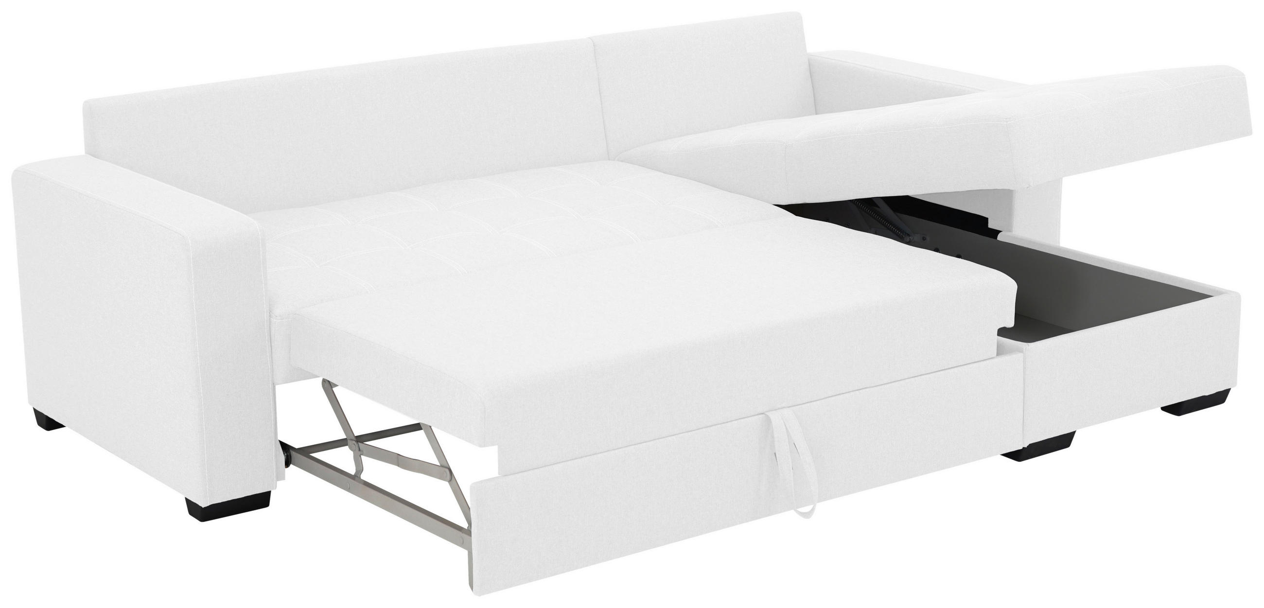 HÖRNBÄDDSOFFA i mikrofiber vit  - vit/svart, Design, textil/plast (240/160cm) - Livetastic