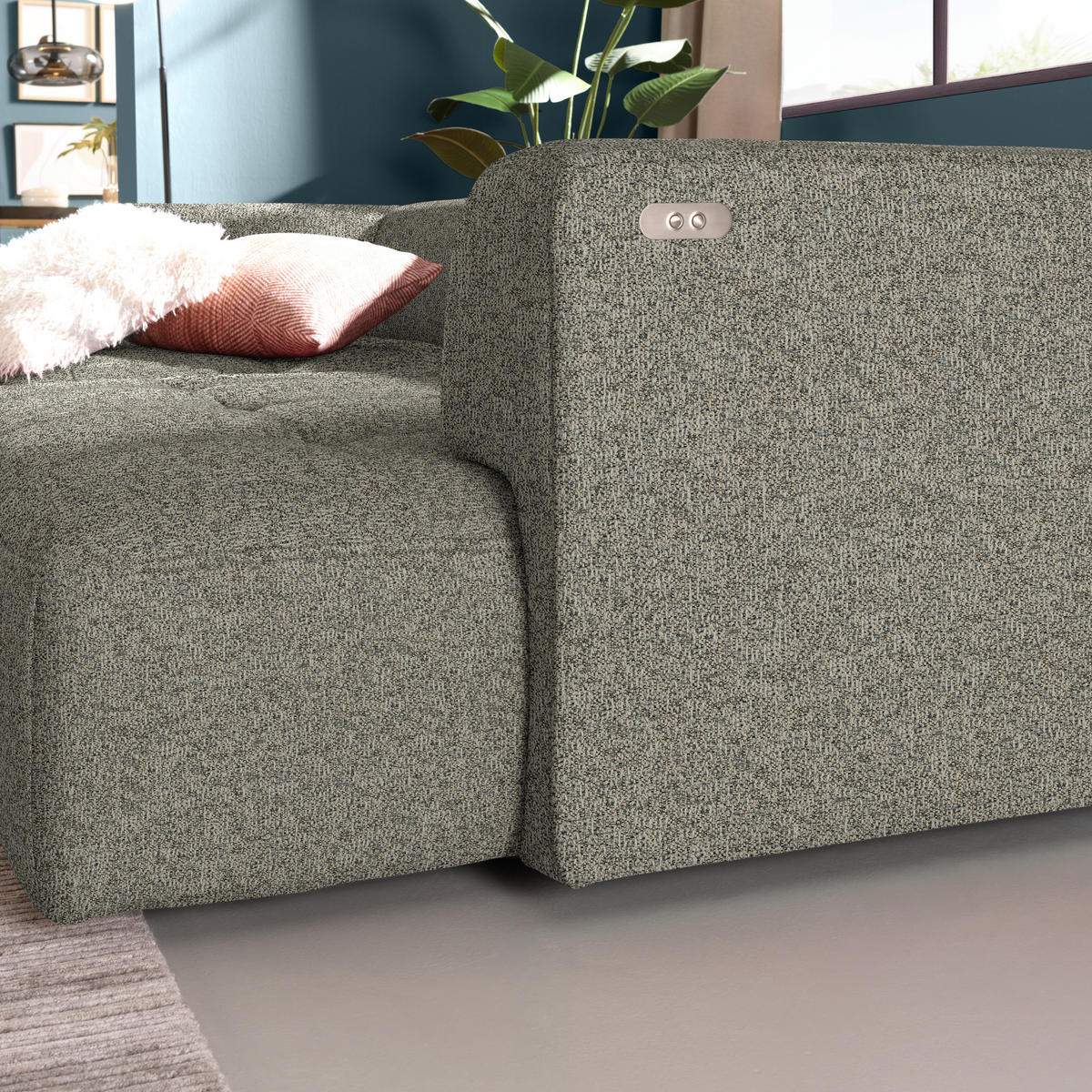 ECKSOFA Webstoff Beige  - Beige/Schwarz, Design, Kunststoff/Textil (188/288cm) - Welnova