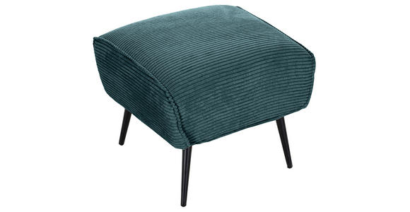 HOCKER Cord Türkis  - Türkis/Schwarz, Design, Textil/Metall (60/49/53cm) - Landscape