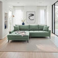 ECKSOFA  in Cord Pastellgrün  173/280 cm  - Pastellgrün/Schwarz, KONVENTIONELL, Textil/Metall (173/280cm) - Hom`in