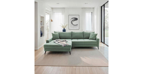 ECKSOFA  in Cord Pastellgrün  173/280 cm  - Pastellgrün/Schwarz, KONVENTIONELL, Textil/Metall (173/280cm) - Hom`in