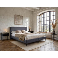 BOXSPRING POSTELJA   x  , tekstil, leseni material siva  - črna/siva, Moderno, kovina/tekstil (180/200cm) - MID.YOU