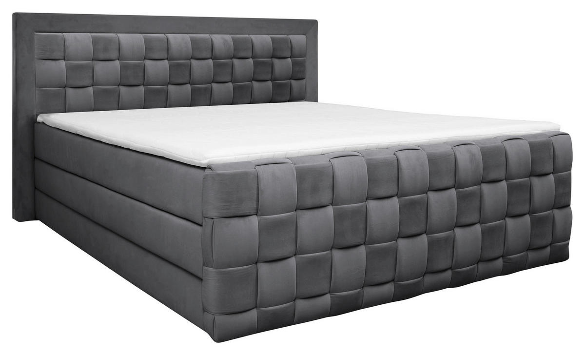 BOXSPRINGBETT 140/200 cm  in Graphitfarben  - Graphitfarben, MODERN, Textil (140/200cm) - Livetastic