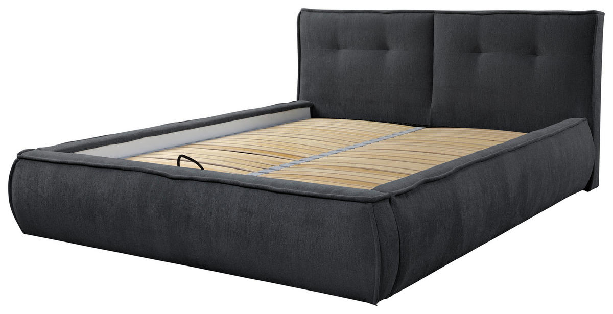 POLSTERBETT Lattenrost Anthrazit 160/200 cm  - Beige/Anthrazit, LIFESTYLE, Holz/Holzwerkstoff (160/200cm) - Livetastic