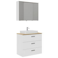 BADEZIMMER 4-teilig  in 90 cm  - Chromfarben/Eichefarben, MODERN, Glas/Keramik (90cm) - Sadena