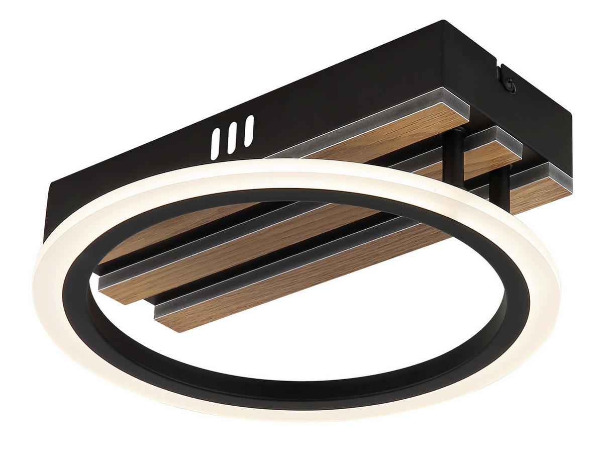 LED-DECKENLEUCHTE 25/25/8,5 cm   - Dunkelbraun/Schwarz, Natur, Holzwerkstoff/Kunststoff (25/25/8,5cm) - Globo