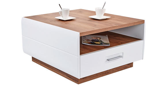 Couchtisch Holz mit Lade + Ablagefächer Avensis, Dekor - Eichefarben/Weiß, MODERN, Holzwerkstoff (75/40/75cm) - Luca Bessoni