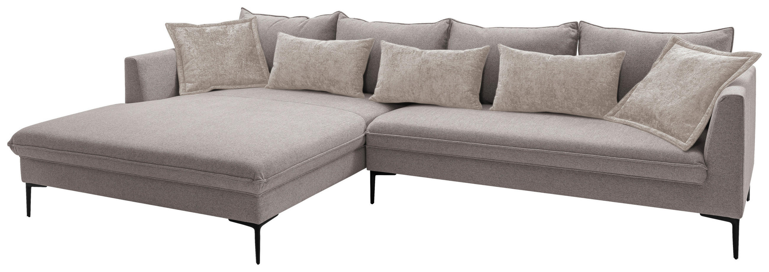 ECKSOFA in Flachgewebe Taupe  - Taupe/Beige, Design, Textil/Metall (187/321cm) - Livetastic