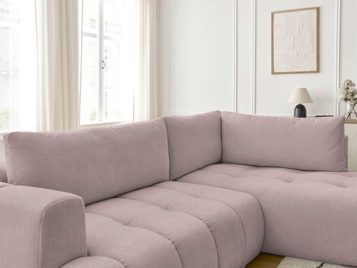 ECKSCHLAFSOFA FUJI Leinenoptik Pink  inkl.  - Pink/Schwarz, MODERN, Kunststoff/Textil (282/204cm)