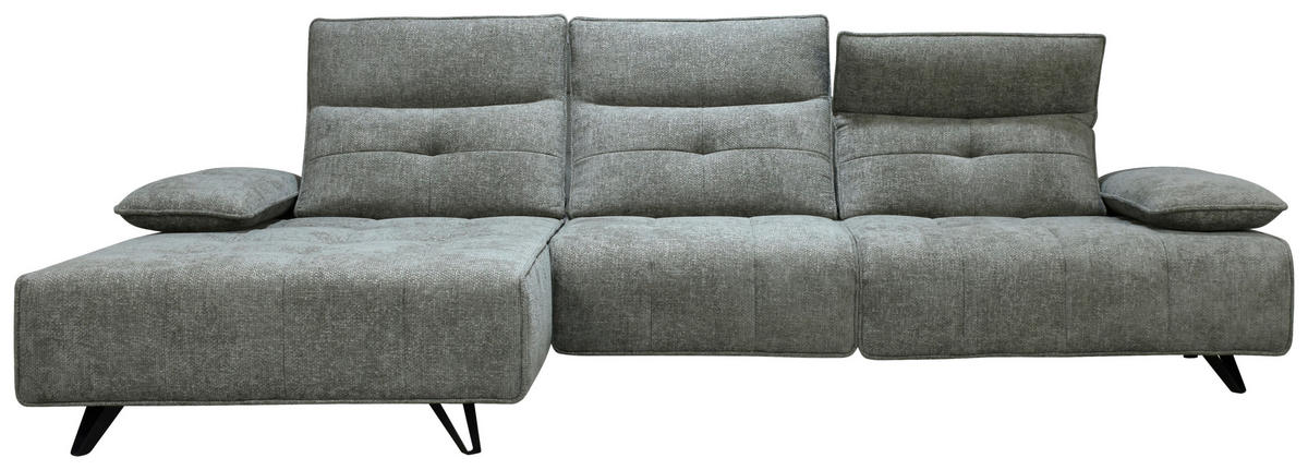 ECKSOFA Grau Chenille  - Schwarz/Grau, Design, Kunststoff/Textil (162/314cm) - Livetastic