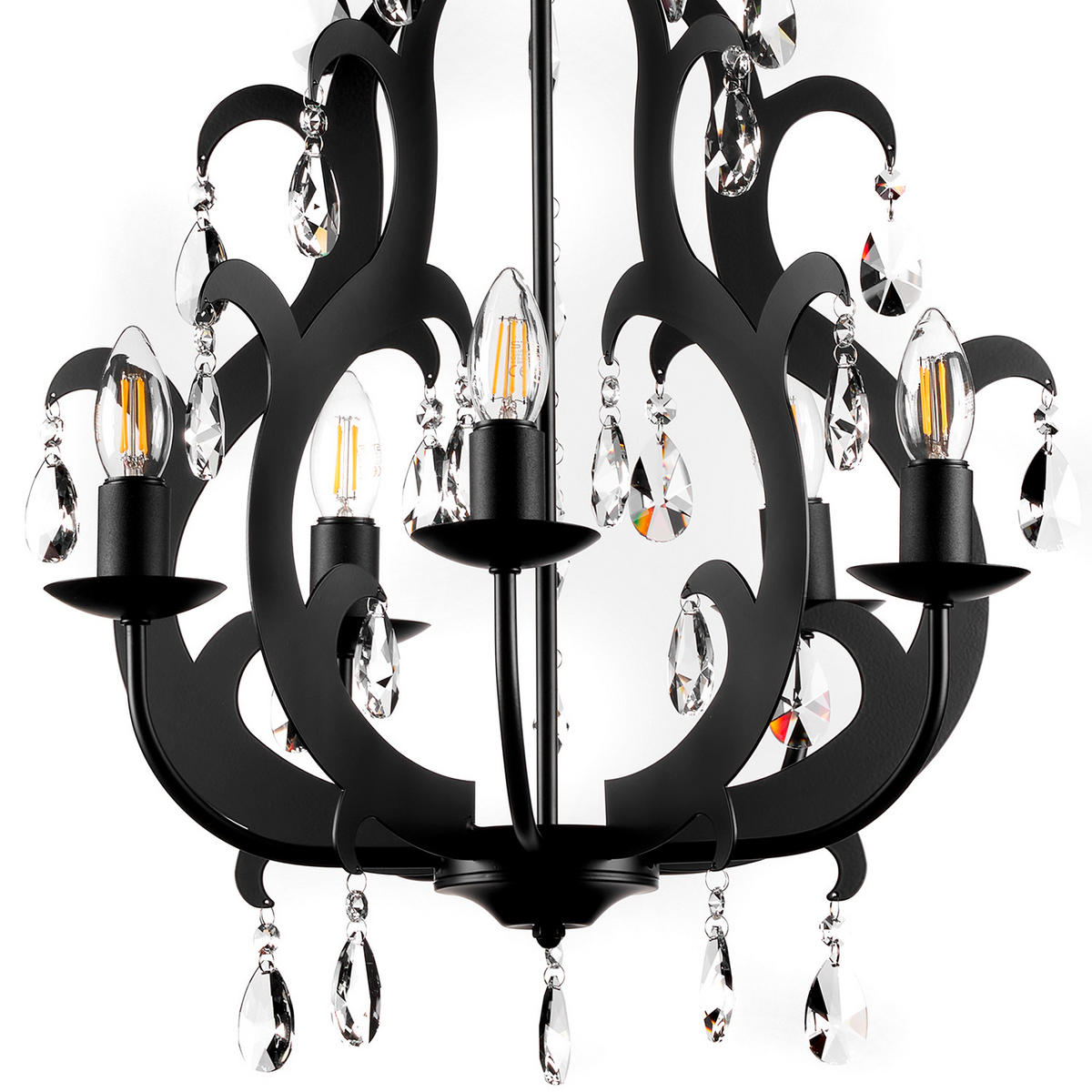 KRISTALL-HÄNGELEUCHTE 45/110 cm   - Schwarz, Trend, Glas/Metall (45/110cm)